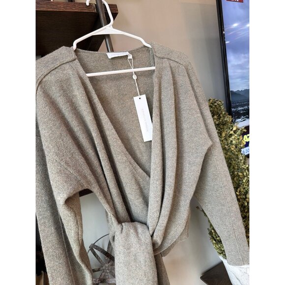 SIMKHAI Anna Cashmere Wrap Sweater GRAY SAGE GREEN Womens Size XS - Picture 6 of 11